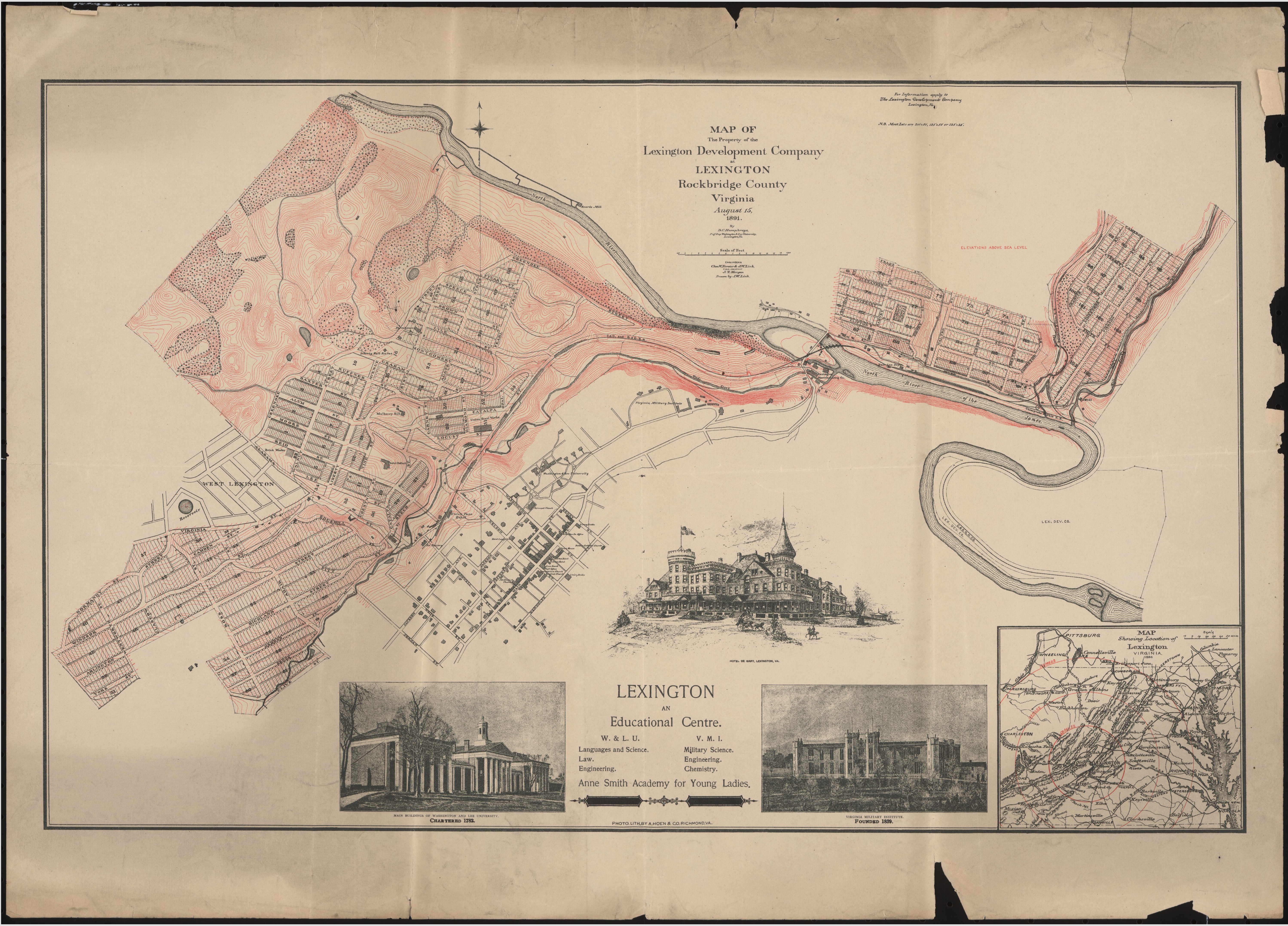 A map showing prospective neighborhood development in Lexington Virginia